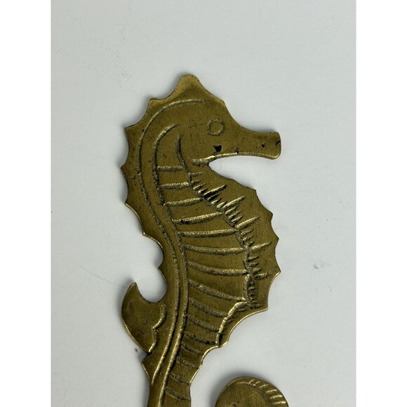 Vintage‎ Sea Horse Bottle Opener Solid Brass Metal Mermaid Core Barware - Picture 2 of 7